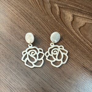 Elegant White Rose Earrings
